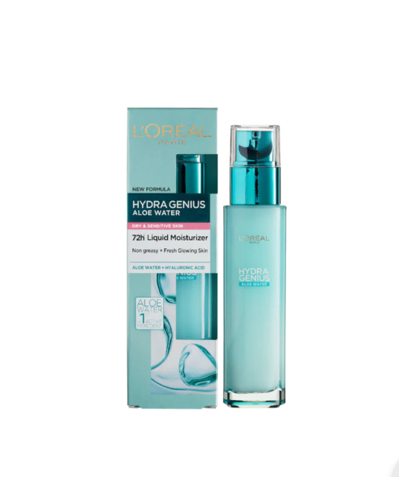 L'Oréal Paris Hydra Genius Aloe Water And Hyaluronic Acid 72H Liquid Moisturizer For Normal To Dry Skin 70ml