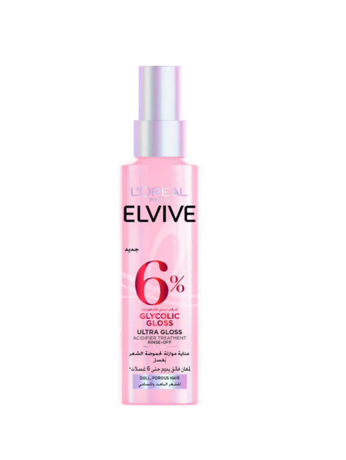 L’Oréal Paris Elvive Glycolic Gloss 5-minute Lamination Rinse-Off, At-home glossing Acidifier treatment, 6% [Gloss Complex] with Glycolic Acid, For Dull Hair, 200ml