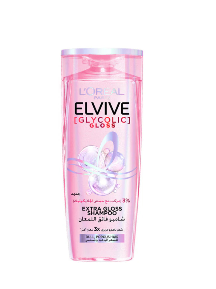 L'Oréal Paris Elvive Glycolic Gloss Extra Gloss Shampoo for Dull Porous Hair Powered by 3% Glycolic Acid 400 ml