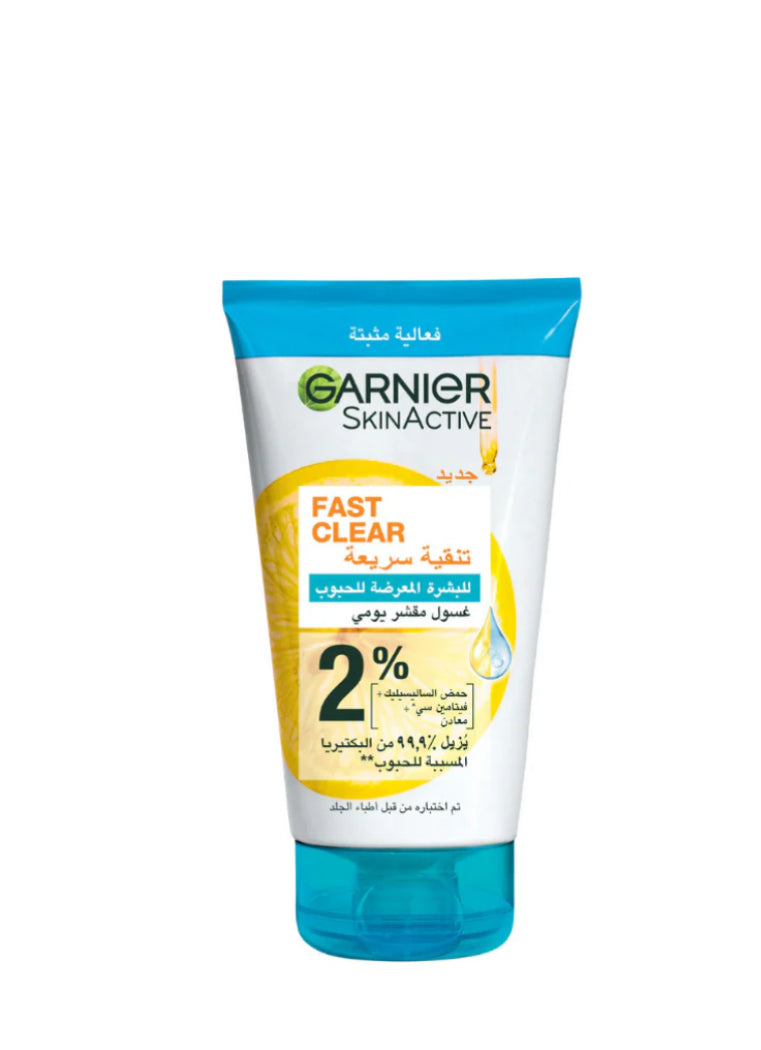 Garnier Fast Clear [2%] Salicylic Acid & Vitamin C - 3-in-1 Anti-Acne Exfoliating Wash 150ml